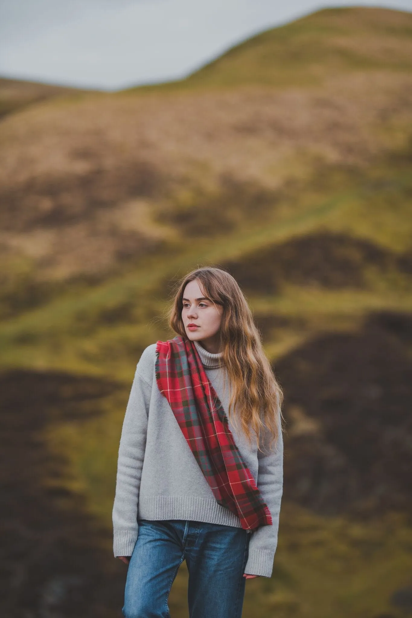 Weathered Red Fraser Outlandish Cowl Wrap Scarf by LoullyMakes