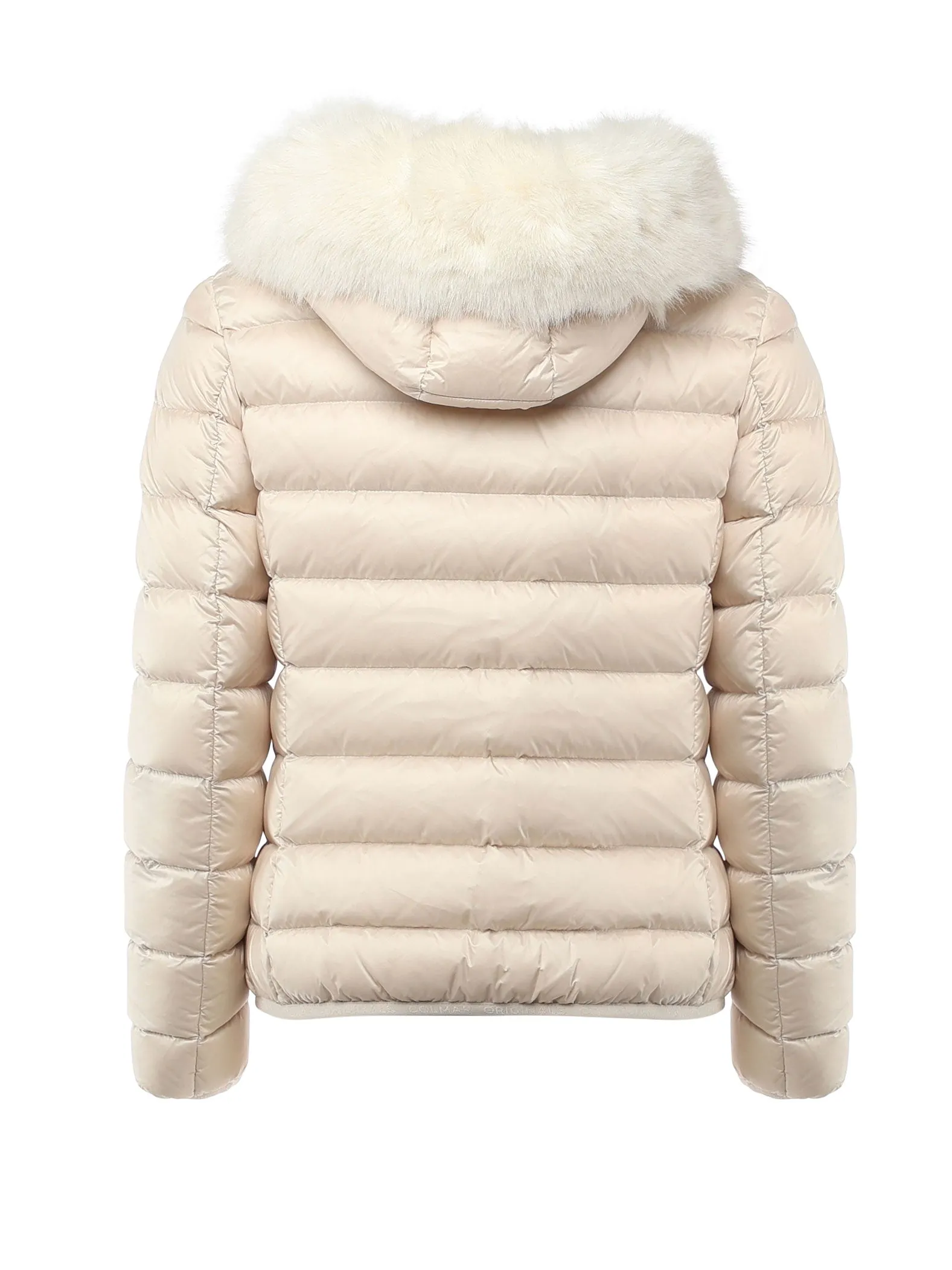 White Down Coat with Fur Hood