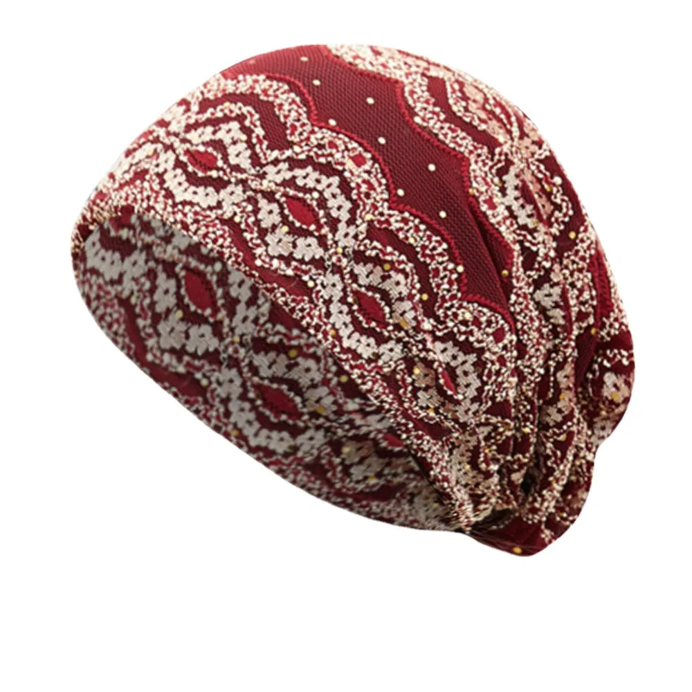 Women Cotton Ethnic Style Floral Embroidery Warm Casual Outdoor Brimless Beanie