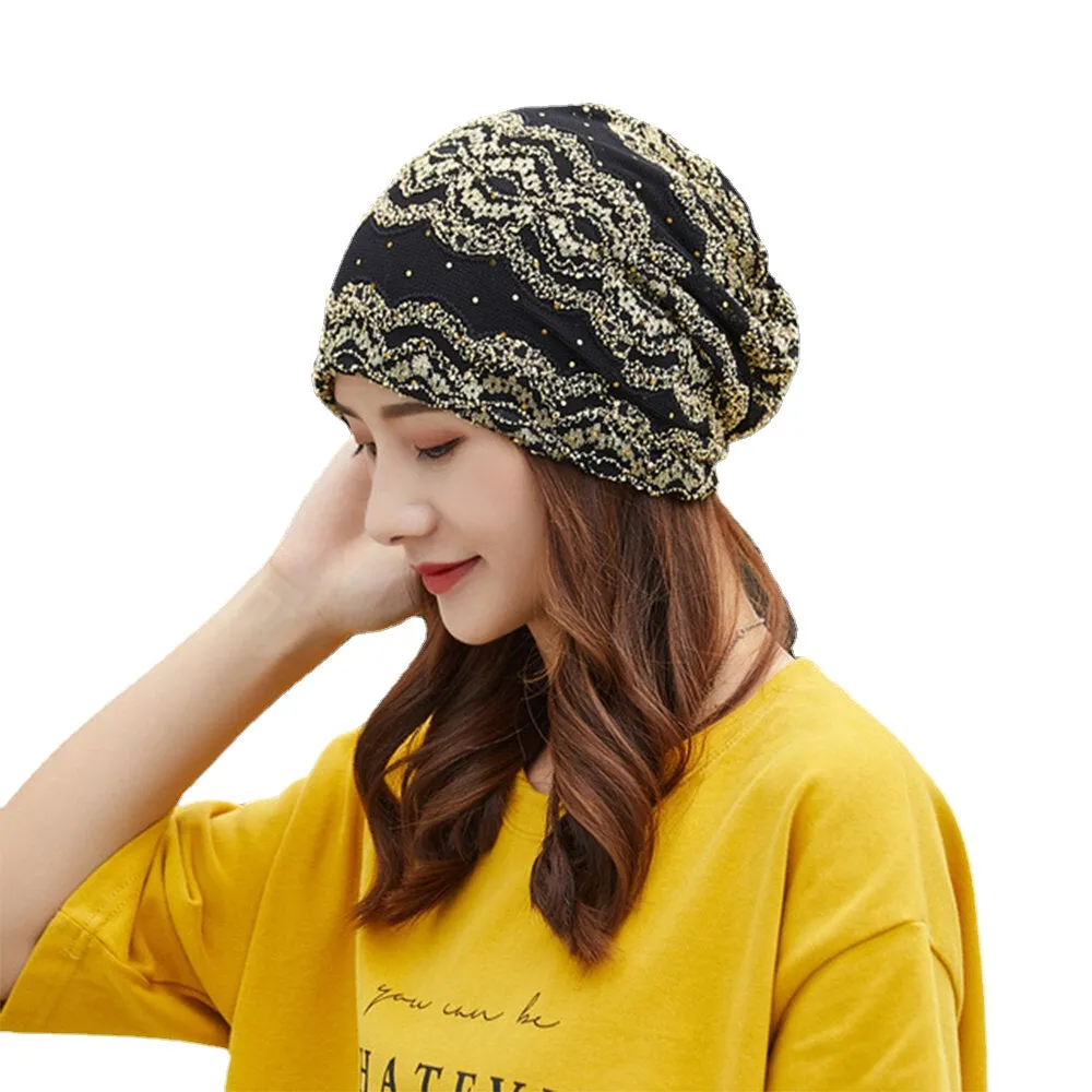 Women Cotton Ethnic Style Floral Embroidery Warm Casual Outdoor Brimless Beanie