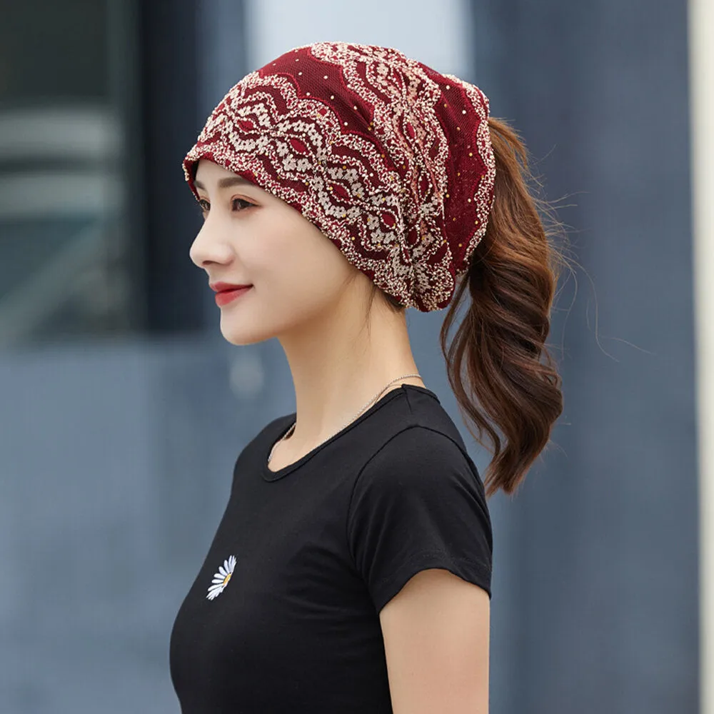 Women Cotton Ethnic Style Floral Embroidery Warm Casual Outdoor Brimless Beanie