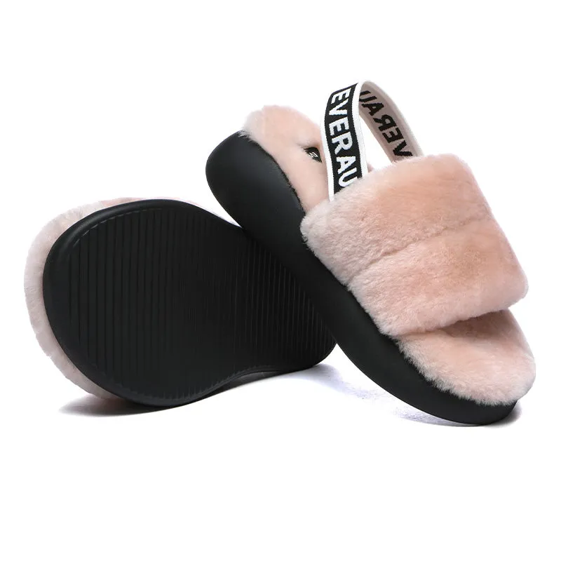 Women Sheepskin Wool Slingback Slippers