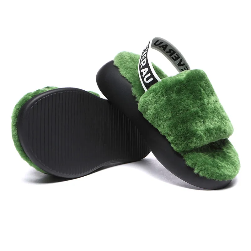 Women Sheepskin Wool Slingback Slippers