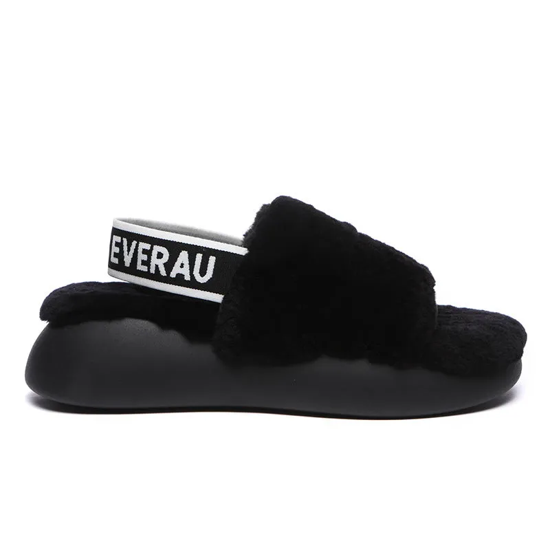 Women Sheepskin Wool Slingback Slippers