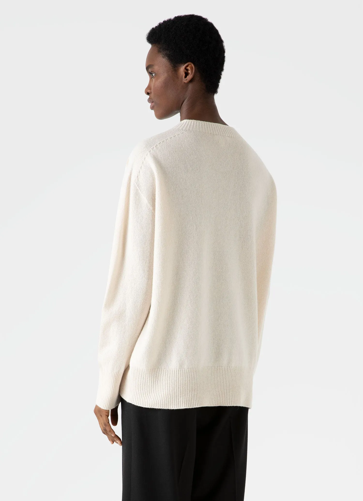 Women's Lambswool Crewneck Jumper in Ecru