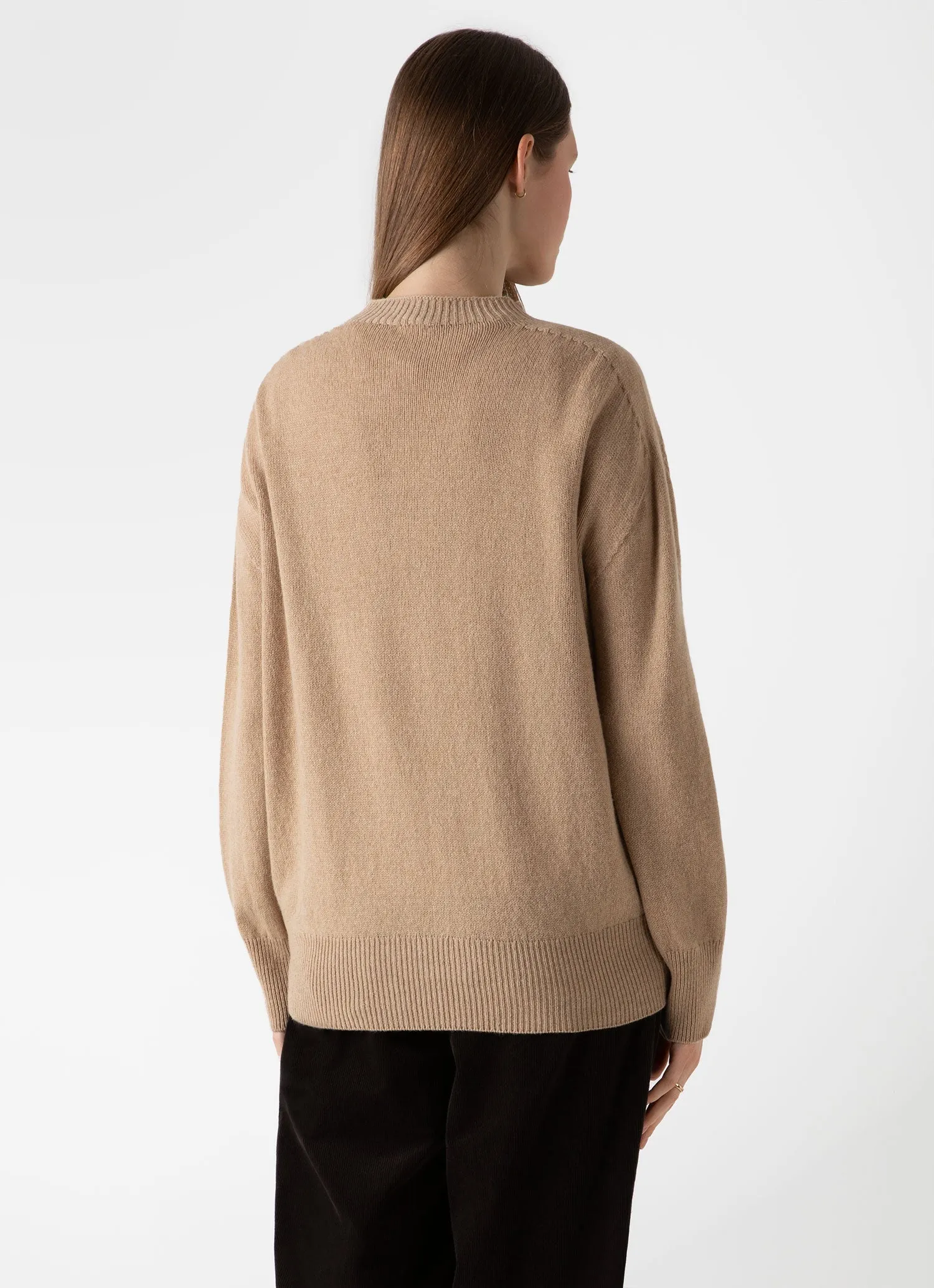 Women's Lambswool Crewneck Jumper in Light Camel