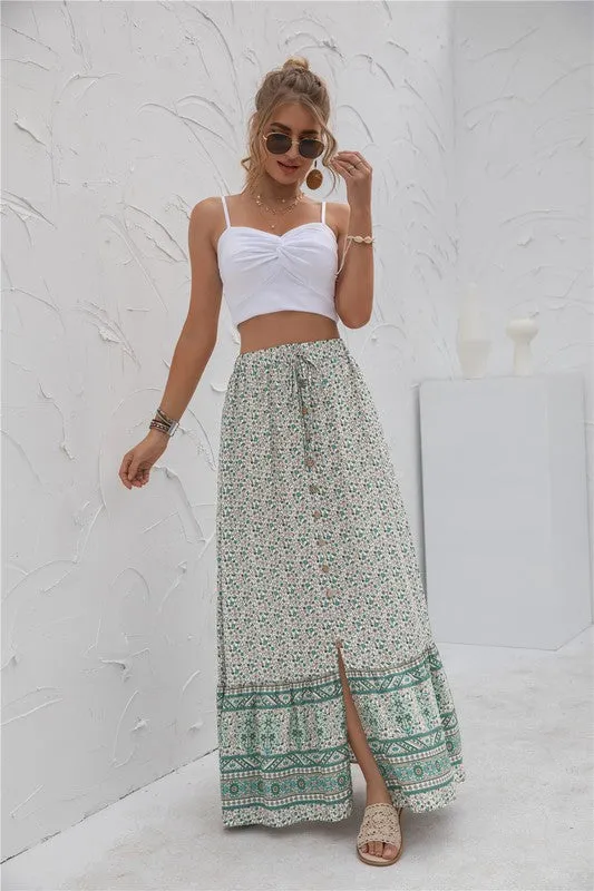 Womens Print Maxi Skirt