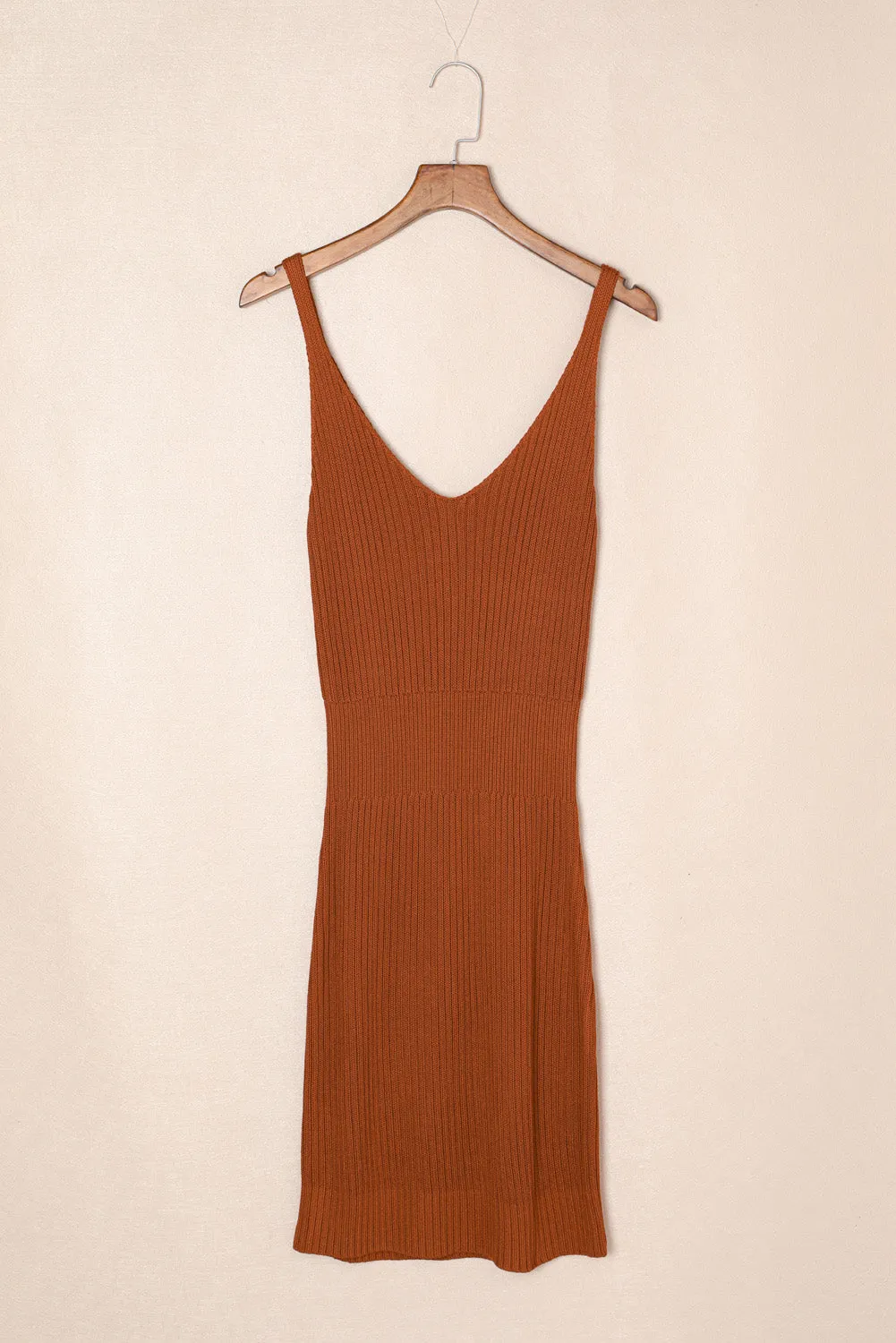 Women's Summer Tank Dress Knit V Neck Sleeveless Bodycon Ribbed Dresses