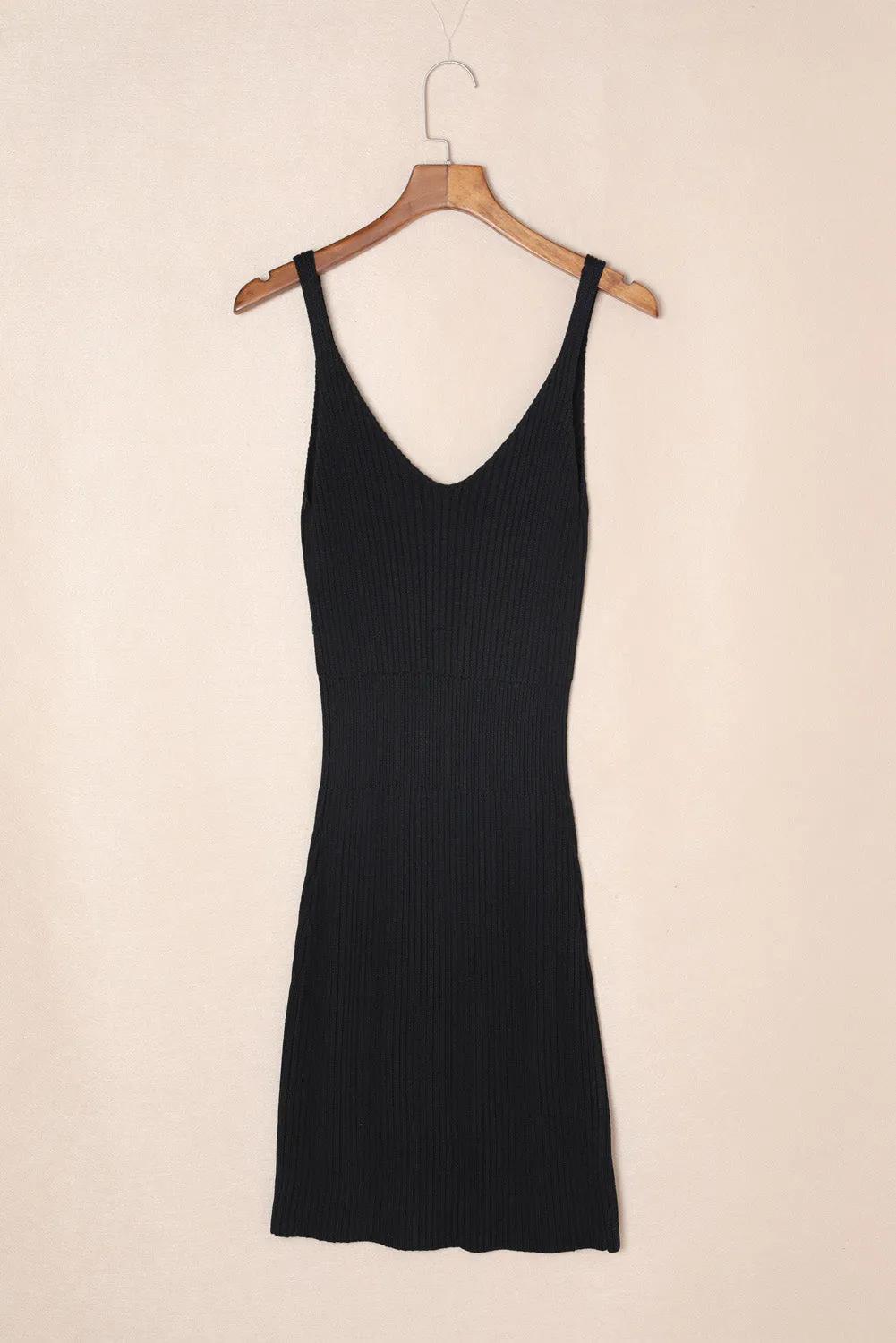 Women's Summer Tank Dress Knit V Neck Sleeveless Bodycon Ribbed Dresses