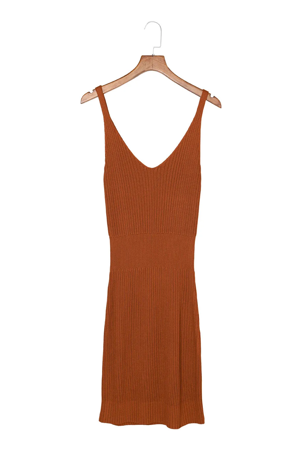 Women's Summer Tank Dress Knit V Neck Sleeveless Bodycon Ribbed Dresses