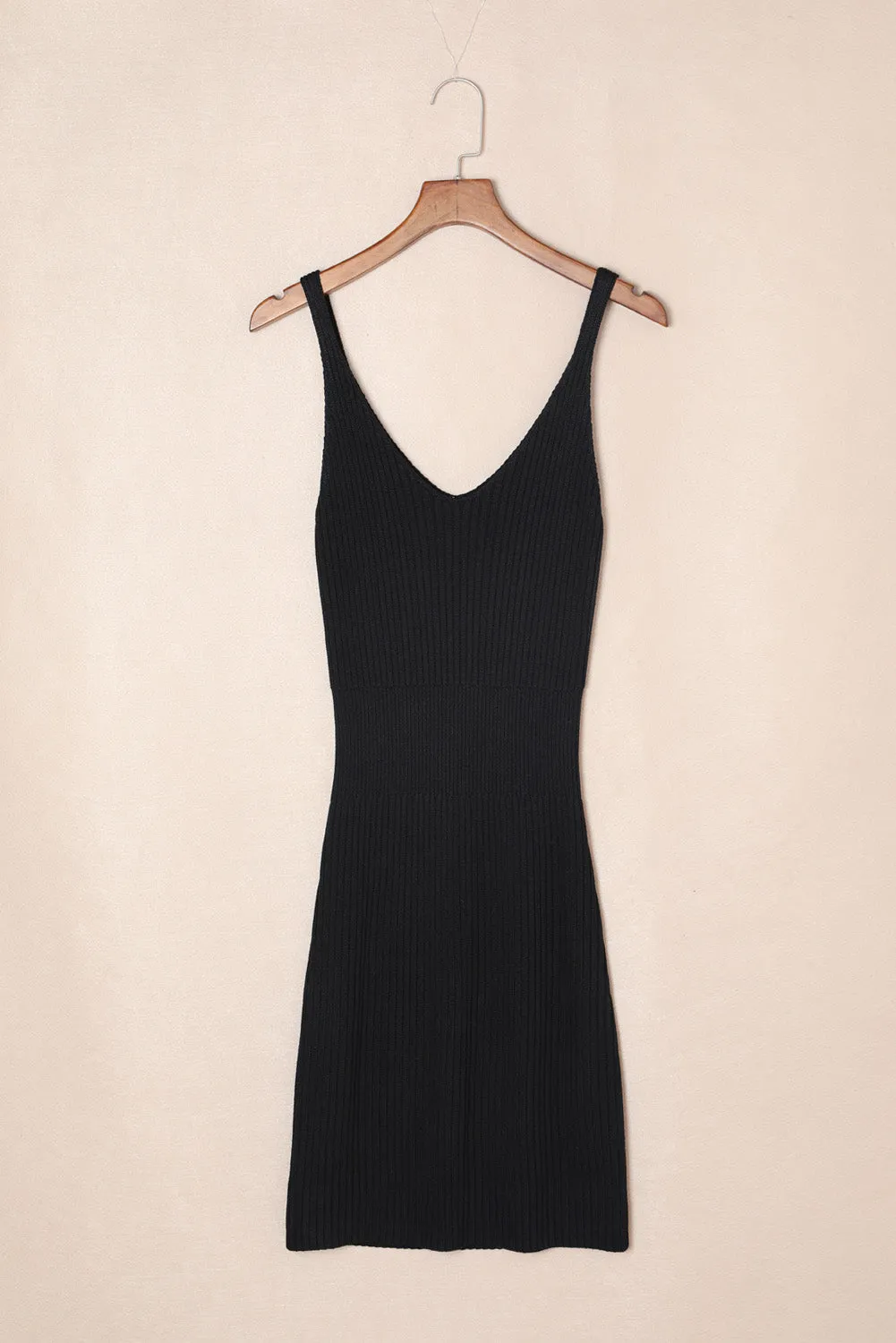 Women's Summer Tank Dress Knit V Neck Sleeveless Bodycon Ribbed Dresses