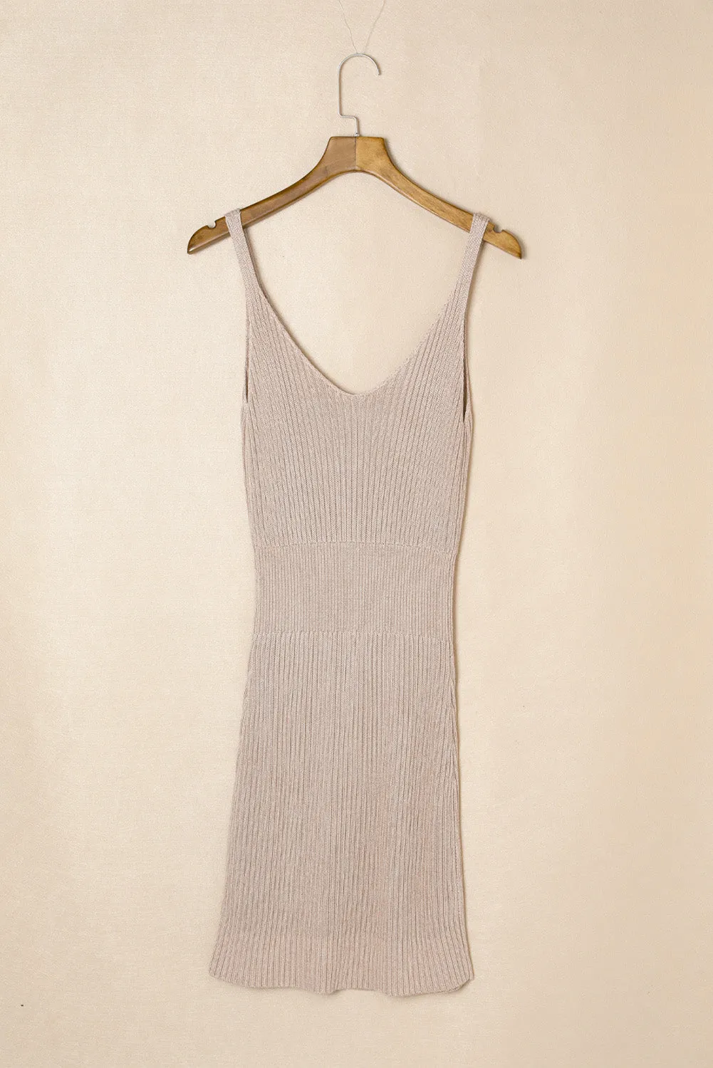 Women's Summer Tank Dress Knit V Neck Sleeveless Bodycon Ribbed Dresses