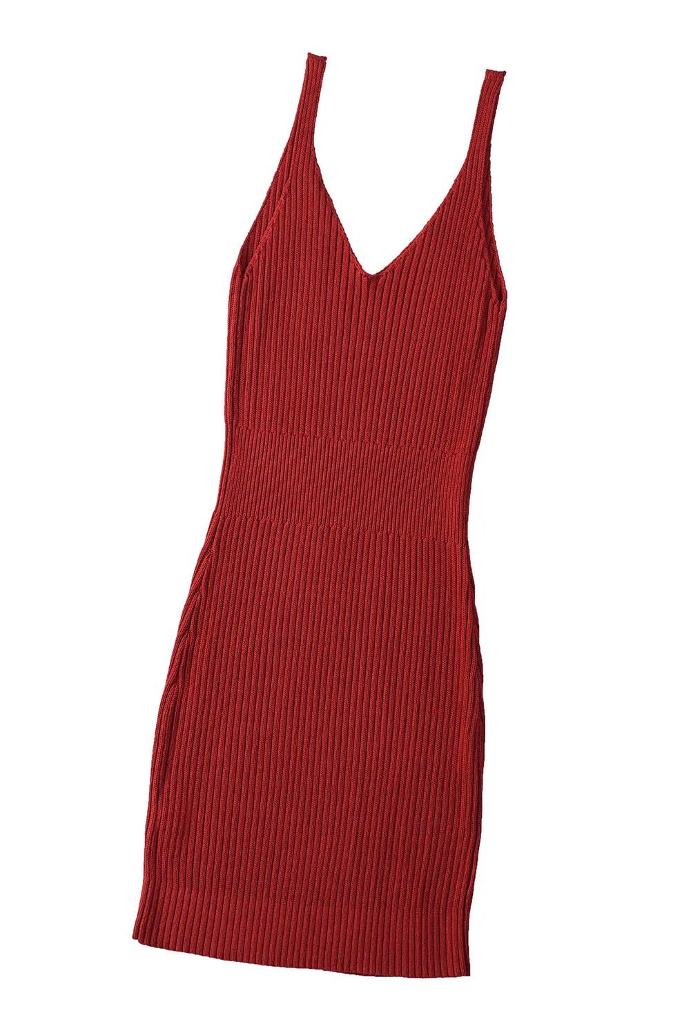 Women's Summer Tank Dress Knit V Neck Sleeveless Bodycon Ribbed Dresses