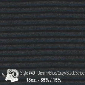 Wool Swatch - 40 - Denim Blue, Gray, & Black Stripe