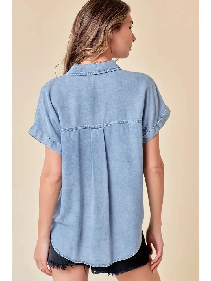 Zora Short Sleeve Denim Top